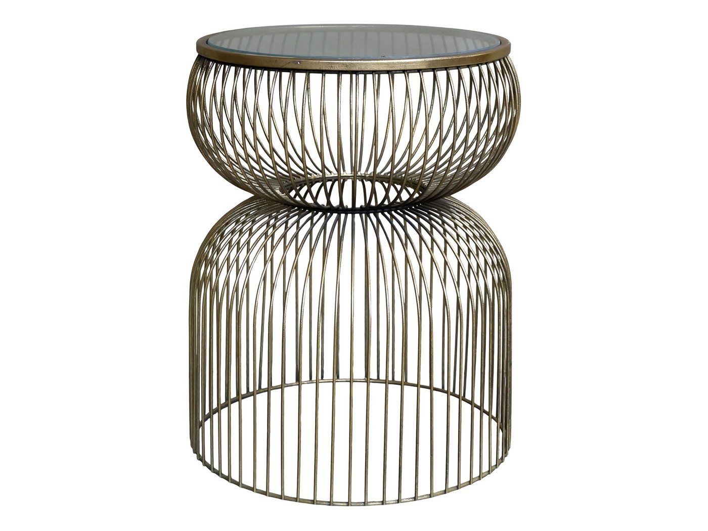 Chic Antique Couchtisch Couchtisch Beistelltisch Curved Messing Antik-Finish Hoch Ø40cm von Chic Antique