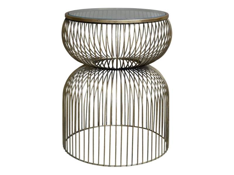 Chic Antique Couchtisch Couchtisch Beistelltisch Curved Messing Antik-Finish Hoch Ø40cm von Chic Antique