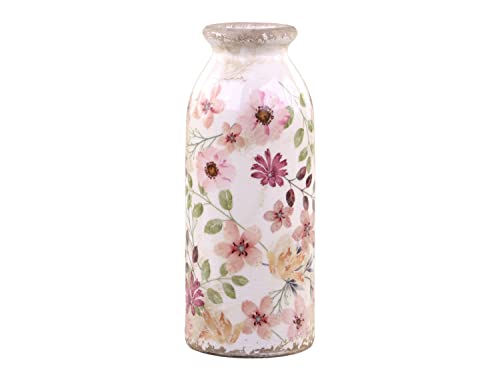 Chic Antique Deko Flasche Vase Auray Blumenmuster Creme Keramik H 20 cm Landhaus Vintage von Chic Antique