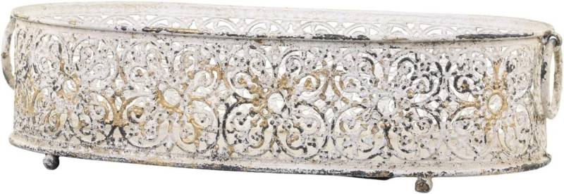 Chic Antique Dekoschale Tablett mit Spitzenkante und Henkel Nostalgie Serviertablett (1 St), Servierschale, Dekoschale, Obstschale von Chic Antique