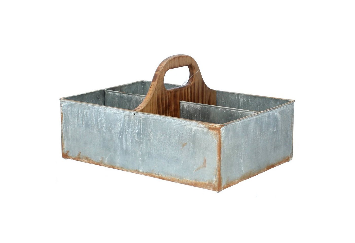 Chic Antique Blumentopf mit 4 Fächer und Griff 41,5x39x22 cm antique zink von Chic Antique