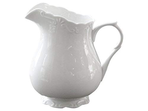 Chic Antique | Edle Kanne Kännchen Milchkanne Wasserkrug | H 18 cm 1 Liter | 100% Porzellan Weiß | perfekt für Kaffeekränzchen, Tea Time und Dekoration | aus der Provence-Serie von Chic Antique