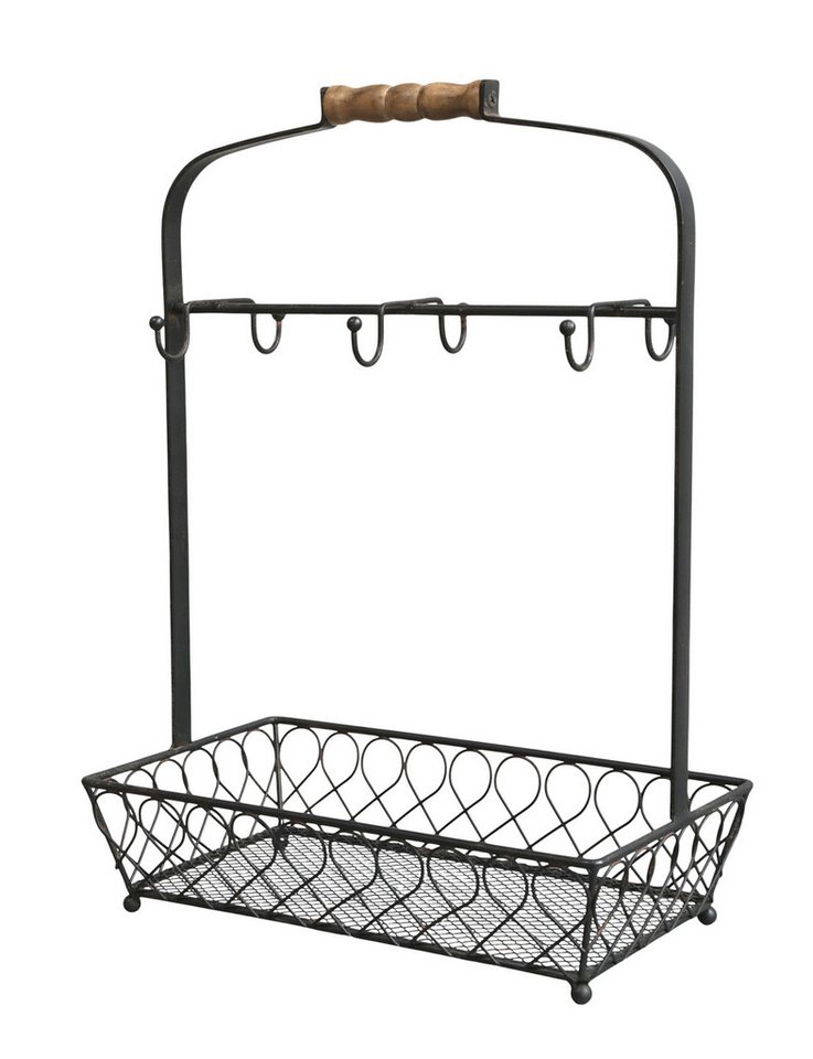 Chic Antique Geschirrständer Chic Antique - Tassenständer Tassenhalter Stativ 6 Haken Korb Schwarz von Chic Antique