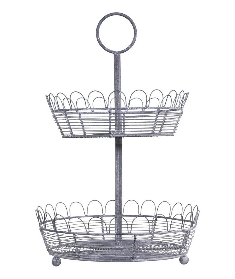 Chic Antique Etagere Etagere Ständer Servierständer 2 Stöckig Metall Grau H46cm Chic, Metall von Chic Antique