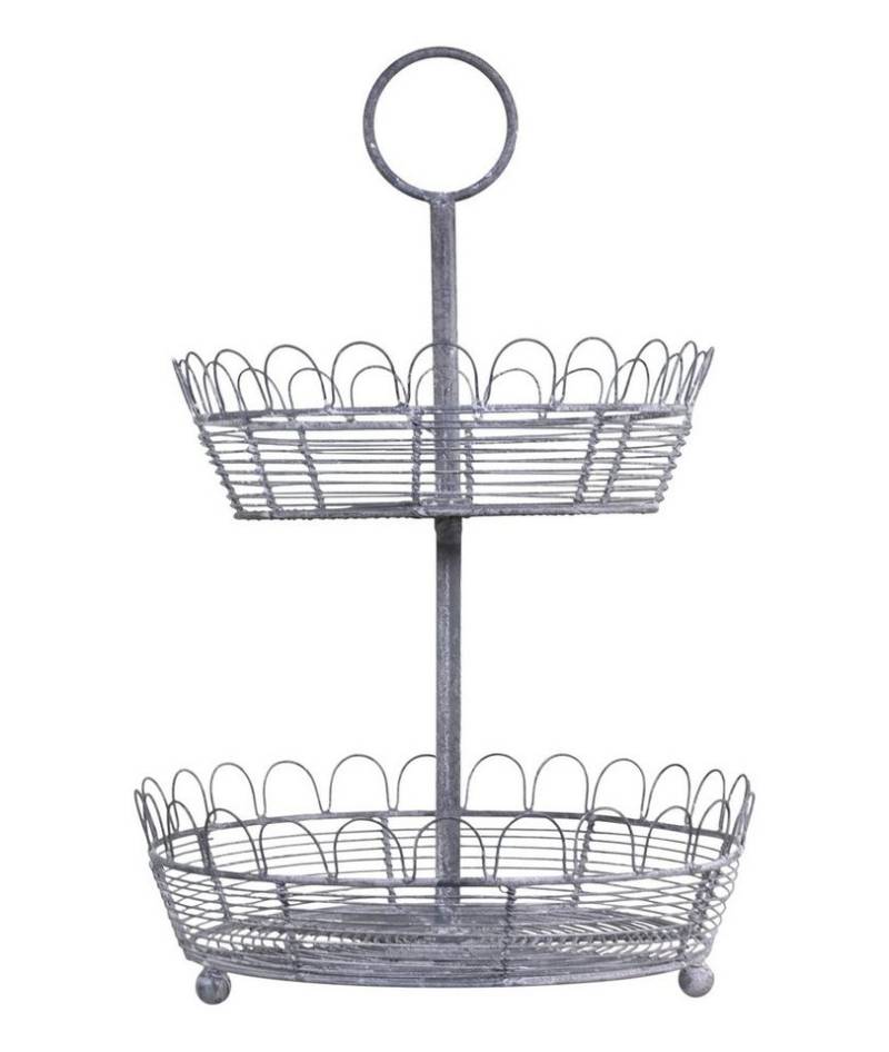 Chic Antique Etagere Etagere Ständer Servierständer 2 Stöckig Metall Grau H46cm Chic, Metall von Chic Antique