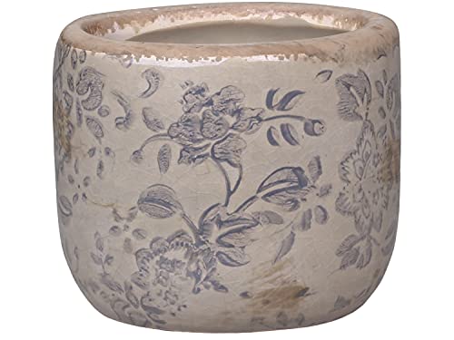 Chic Antique Französischer Übertopf Keramik Pflanztopf Melun H7 x Ø 8 cm Grau 65281-25 Blumentopf Topf von Chic Antique