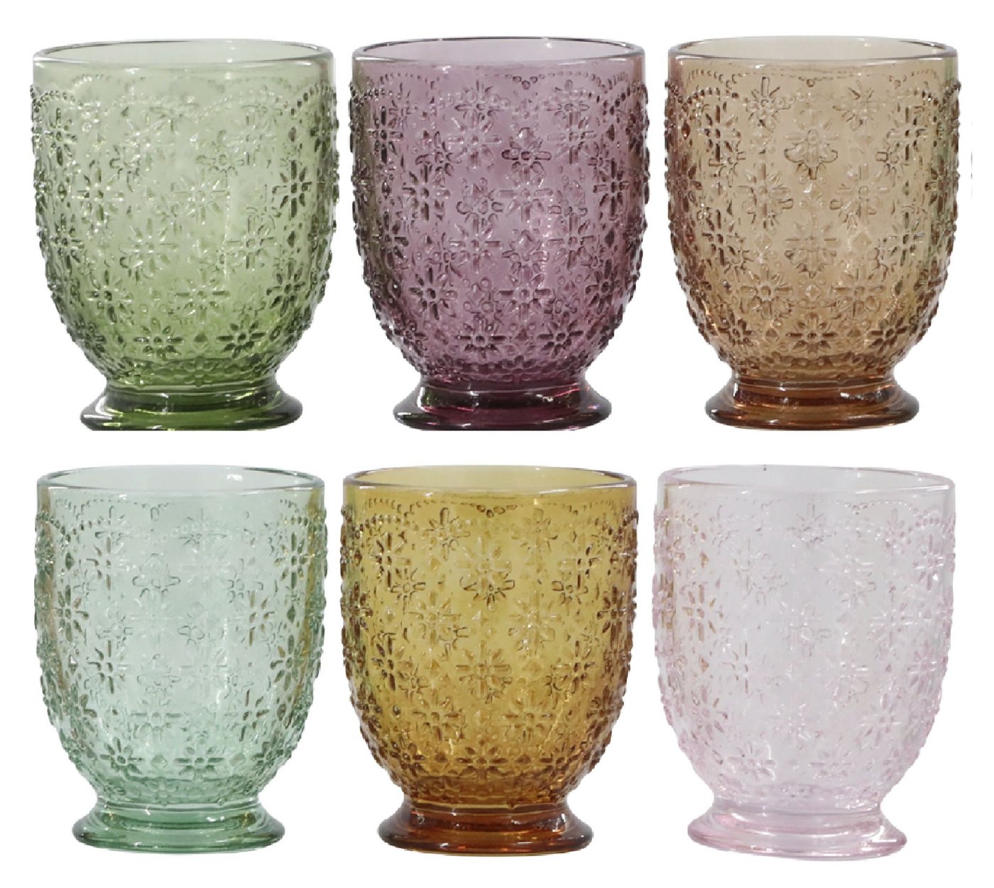 Chic Antique Gläser-Set Chic Antique - 6x Trinkgläser Wassergläser Saftgläser 250ml Bunt, Glas von Chic Antique