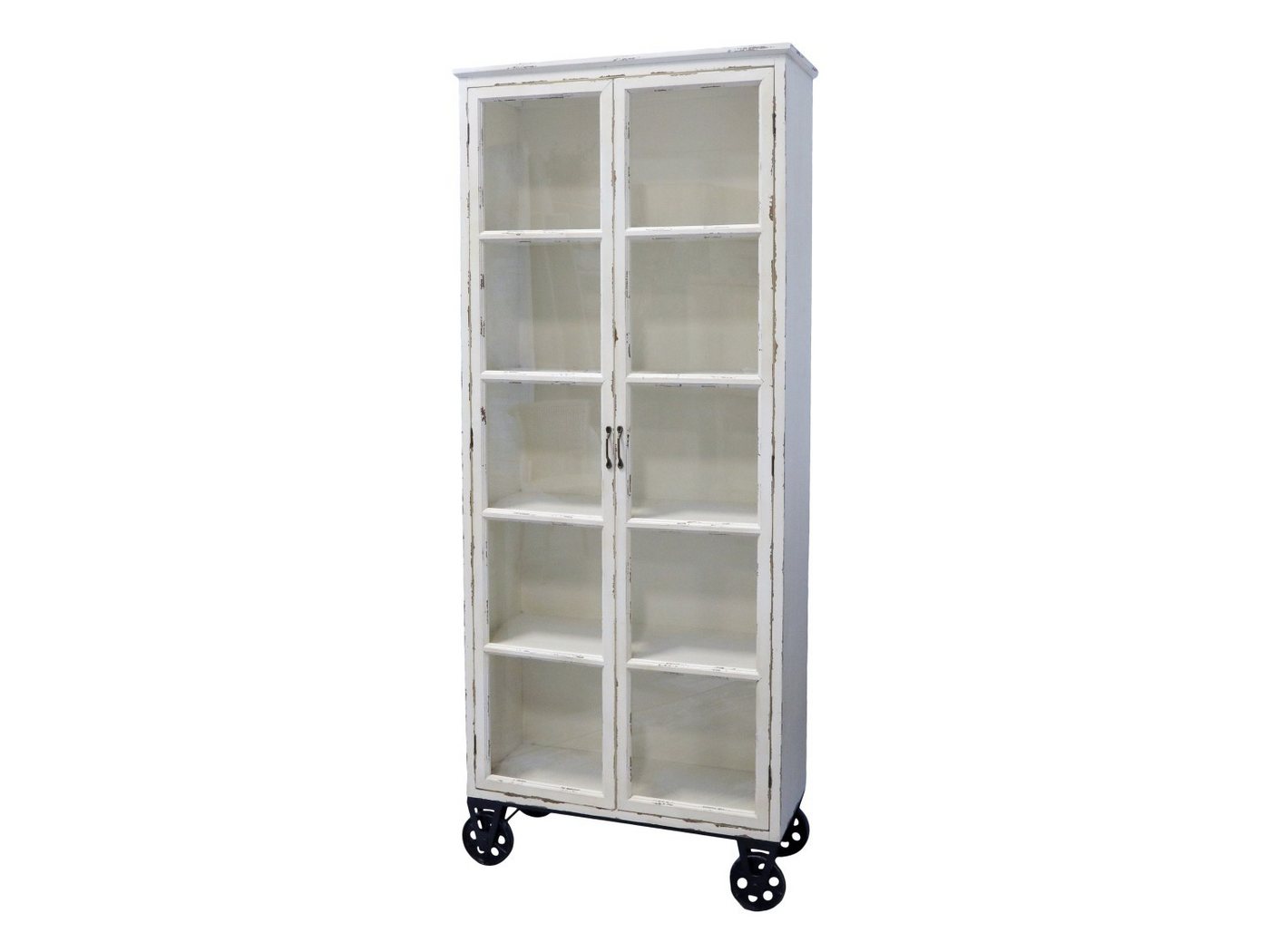 Chic Antique Glasvitrine Alter Vitrinenschrank m. Glastüren H200/L83/B36 cm antique creme (1-St) von Chic Antique