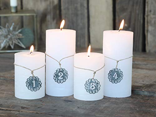 Chic Antique Kerzendeko Weihnachtsschmuck Adventszahlen zum hängen Set 1-4 Kerzendekoration 51860-00 von Chic Antique