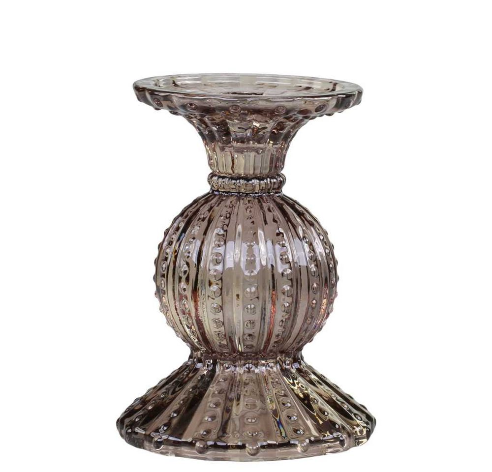 Chic Antique Kerzenhalter Chic Antique Kerzenhalter mit Perlkante Glas Mokka 14x10 cm von Chic Antique
