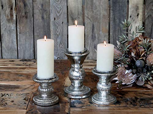 Chic Antique Kerzenhalter Kerzenleuchter Silber Kerzenständer Bauernsilber H 15,5 cm von Chic Antique