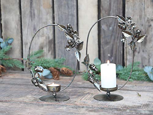 Chic Antique Kerzenhalter Kranz für Stumpenkerzen antik Messing 28cm Weihnachten Deko Metall von Chic Antique