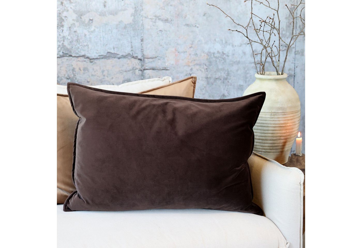 Chic Antique Kissenbezug Aix Kissebezug velour L50/B70 cm mokka, (1 Stück) von Chic Antique