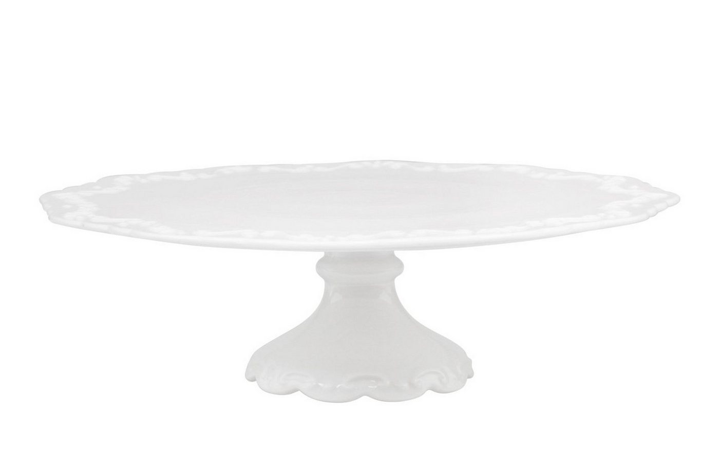 Chic Antique Kuchenplatte Tortenplatte Kuchenplatte weiß mit Fuß Shabby Chic Antique 63138 11, Porzellan, (1-tlg) von Chic Antique