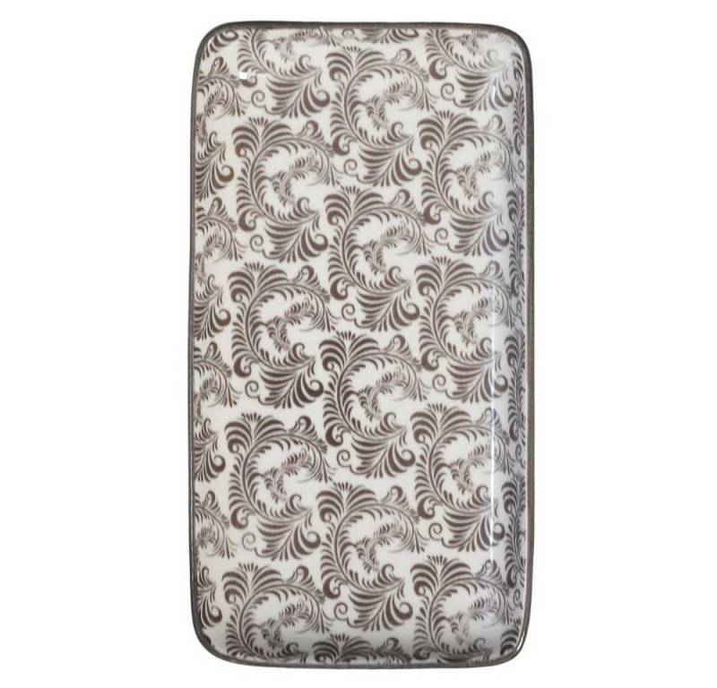 Chic Antique Kuchenteller Chic Antique Tablett Teller ARÉS Grau Muster Mokka 20x11 cm Chic Antique Kuchenteller Chic Antique Tablett Teller ARÉS Grau Muster Mokka 20x11 cm von Chic Antique
