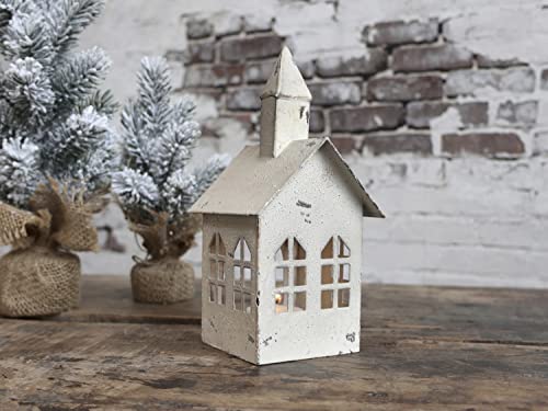 Chic Antique Lichterhaus Kirche Antik Messing 20 cm hoch Weihnachten Advent (Creme) von Chic Antique