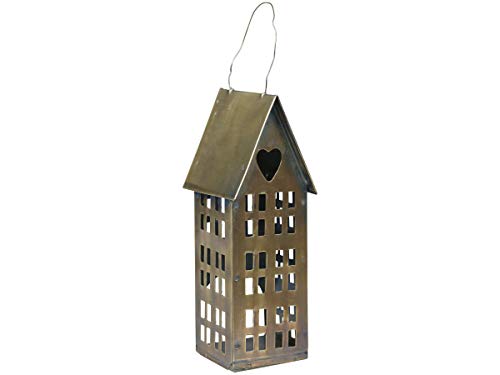 Chic Antique Lichthaus Kerzenständer Teelichthalter Kerzenhaus Kerzenständer Teelichthalter Antique Messing/Antik Kohle (Lichthaus Antik Messing, H 16 cm) von Chic Antique
