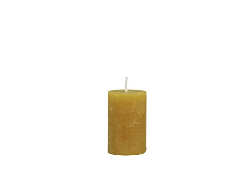 Chic Antique Macon rustikale Stumpenkerze versch.Farben und Größen Kerze Antik NEU Altarkerzen 100 % Paraffin lange Brenndauer (Senf, 8x5 cm) von Chic Antique