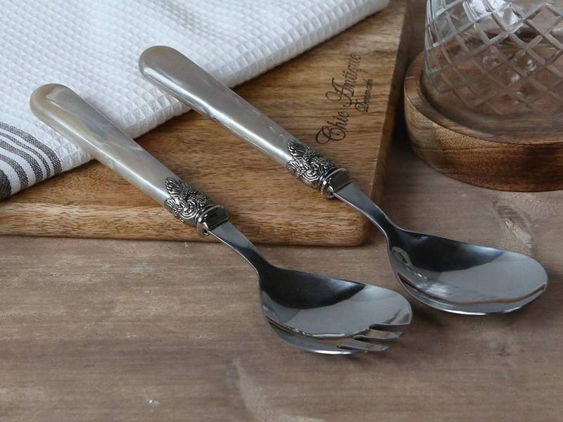 Chic Antique Salatbesteck Chic antique Salatbesteck Champagne grau, Vintage-Design von Chic Antique