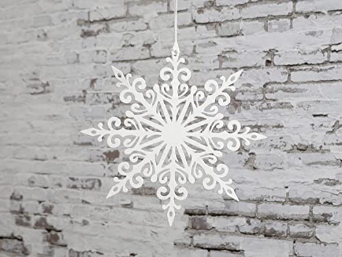 Chic Antique Schneeflocke Snowflake Papier mit Glitter Glitzerflocke versch. Größen und Farben (Ø 25 cm, Antique Creme) von Chic Antique