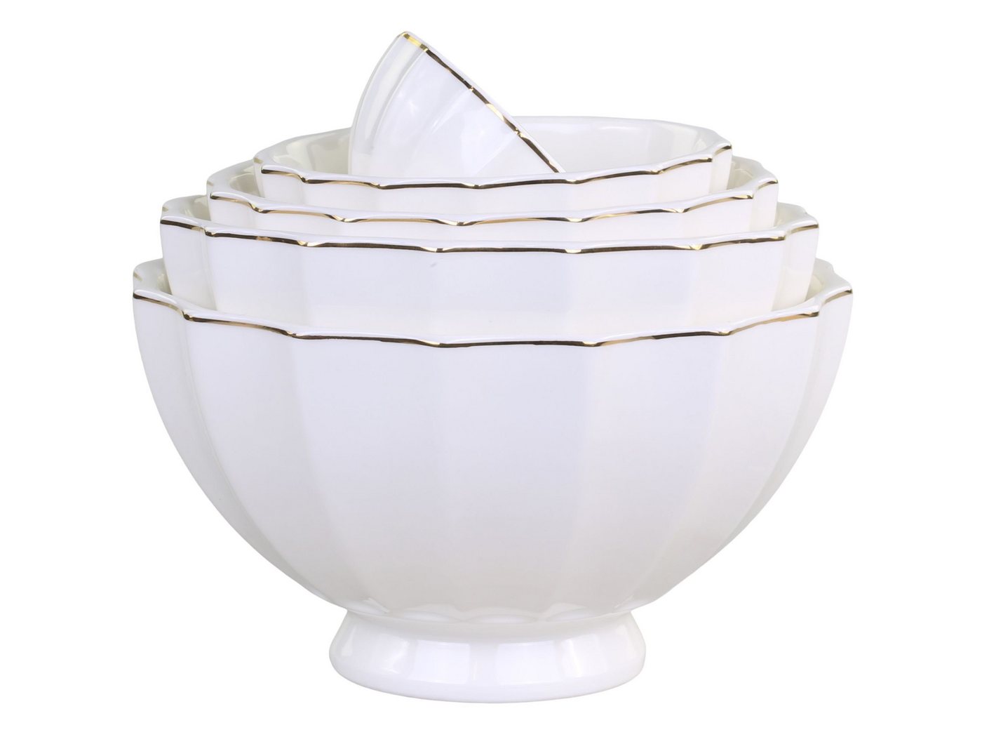 Chic Antique Schüssel 5er Schalen Schüssel Set Ares Weiß mit Goldrand Chic Antique 61065100, Porzellan von Chic Antique