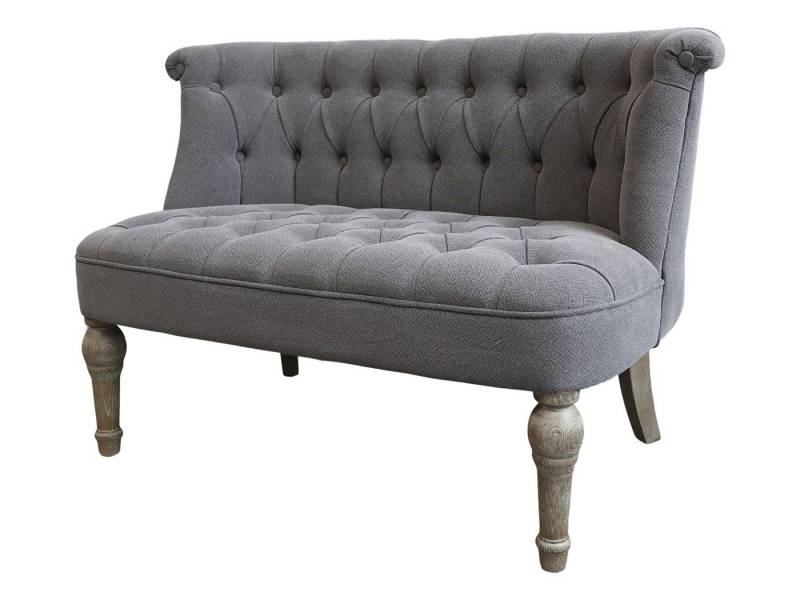 Annimuck Sofa Chic Antique Franz. Sofa mit Leinenstoff 2-Sitzer grau Vintage L110cm, 1 Teile von Annimuck