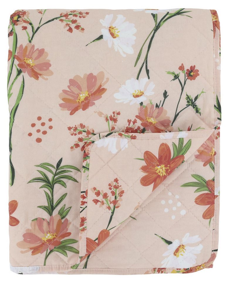 Chic Antique Tagesdecke Chic Antique - Decke Quilt Wohndecke 180x130cm Rosa mit Blumenmuster von Chic Antique