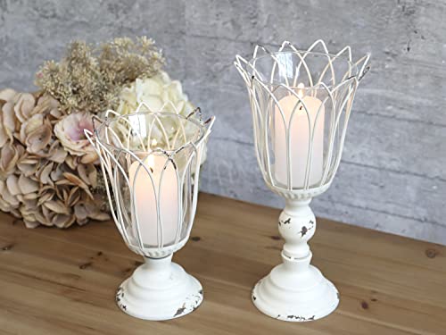 Chic Antique Teelichthalter auf Fuss Kerzenhalter Kerzenleuchter Antique Creme rechts von Chic Antique