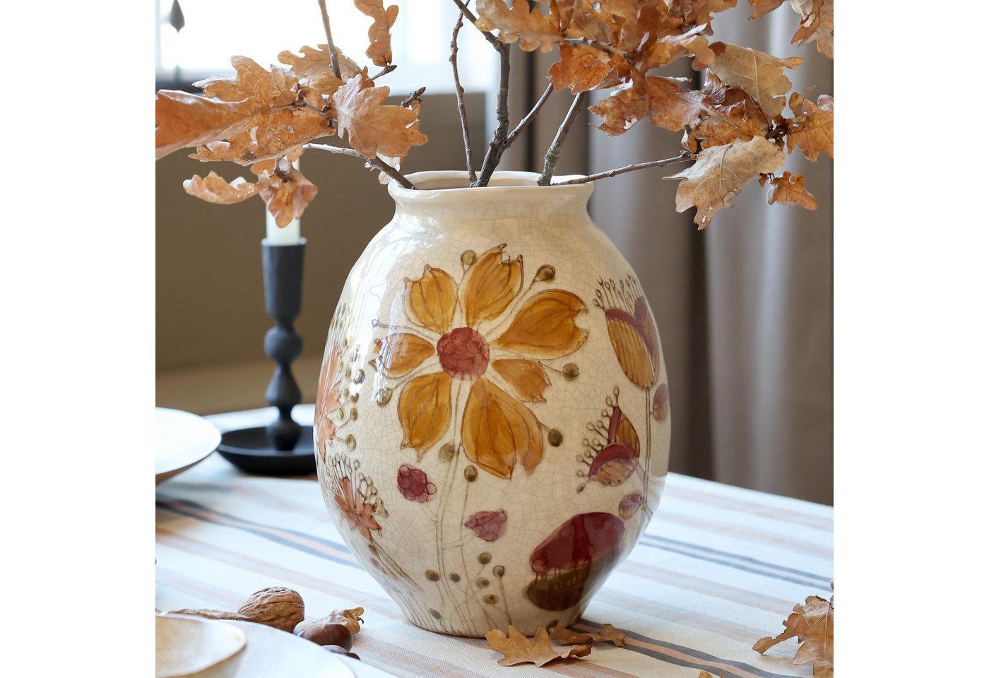 Chic Antique Tischvase Vase mit Blumenmotiv H23/D18 cm creme (1 St) von Chic Antique