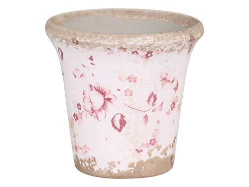 Chic Antique Übertopf Blumentopf Kanne Vase Schale Flasche Topf Cannes mit Blumenmotiv Romantischer Pflanztopf Keramik glasiert versch. Modelle und Größen (65508-19 H8xØ8,5cm) von Chic Antique