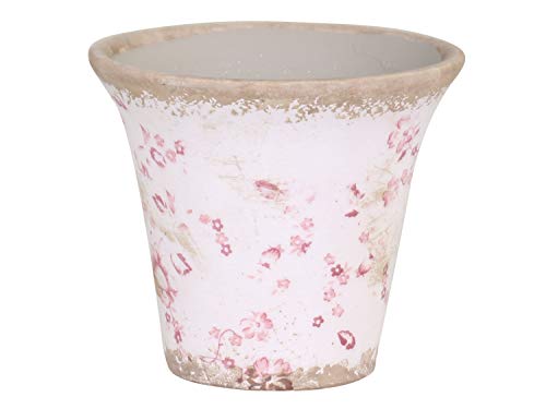 Chic Antique Übertopf Blumentopf Kanne Vase Schale Flasche Topf Cannes mit Blumenmotiv Romantischer Pflanztopf Keramik glasiert versch. Modelle und Größen (65509-19 H11xØ12,5cm) von Chic Antique