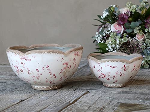 Chic Antique Übertopf Blumentopf Kanne Vase Schale Flasche Topf Cannes mit Blumenmotiv Romantischer Pflanztopf Keramik glasiert versch. Modelle und Größen (65515-19 H9xØ16cm) von Chic Antique