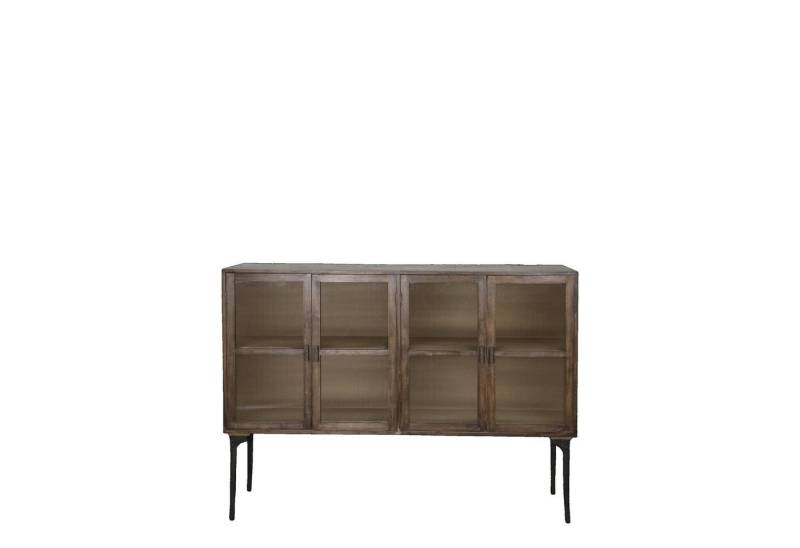 Chic Antique Vitrine Vintage Sideboard Antoine Holz Metall geripptes Glas von Chic Antique