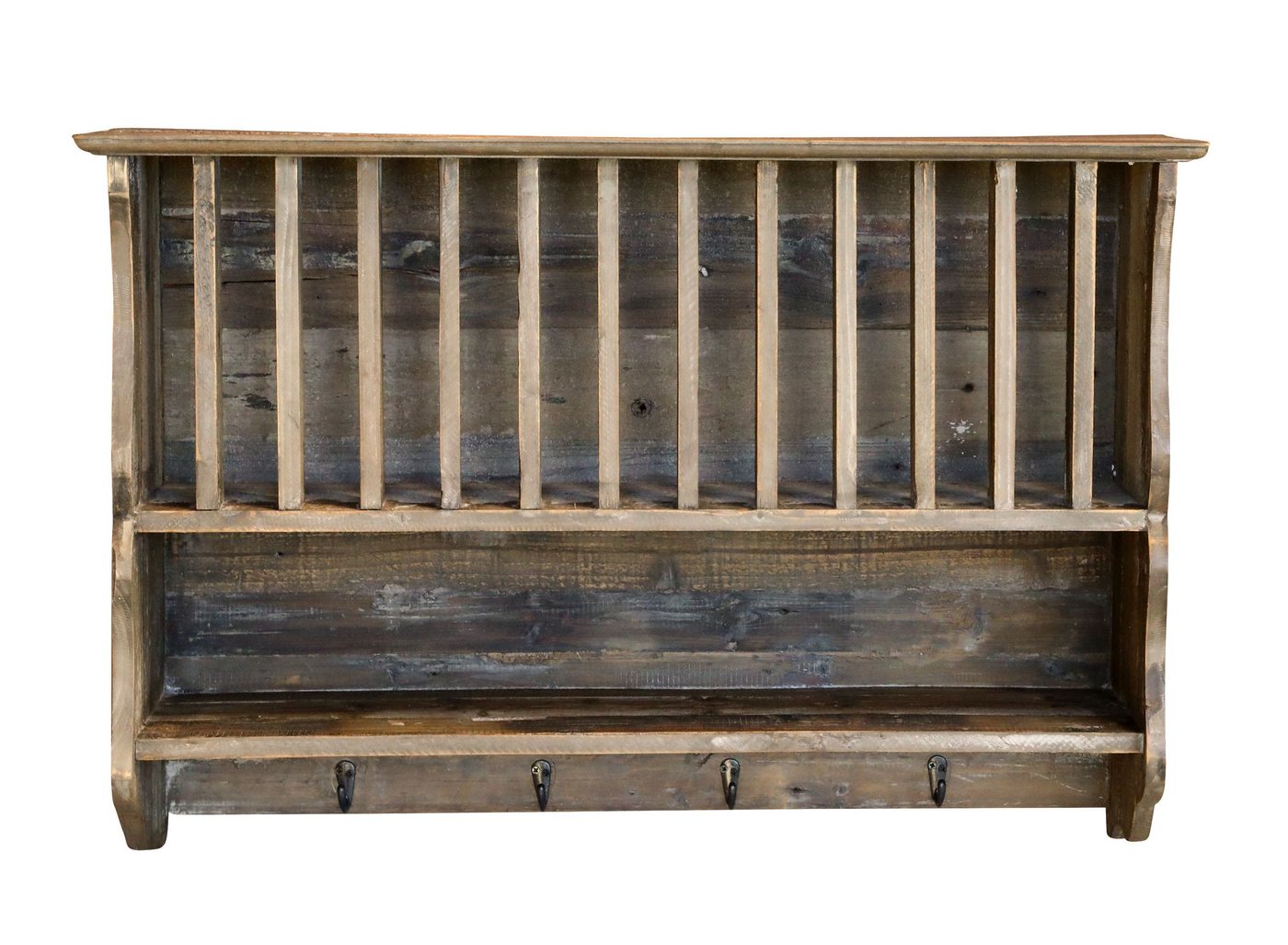 Chic Antique Wandregal Chic Antique - Wandregal Tellerregal mit Regalfach und 4 Haken Holz von Chic Antique