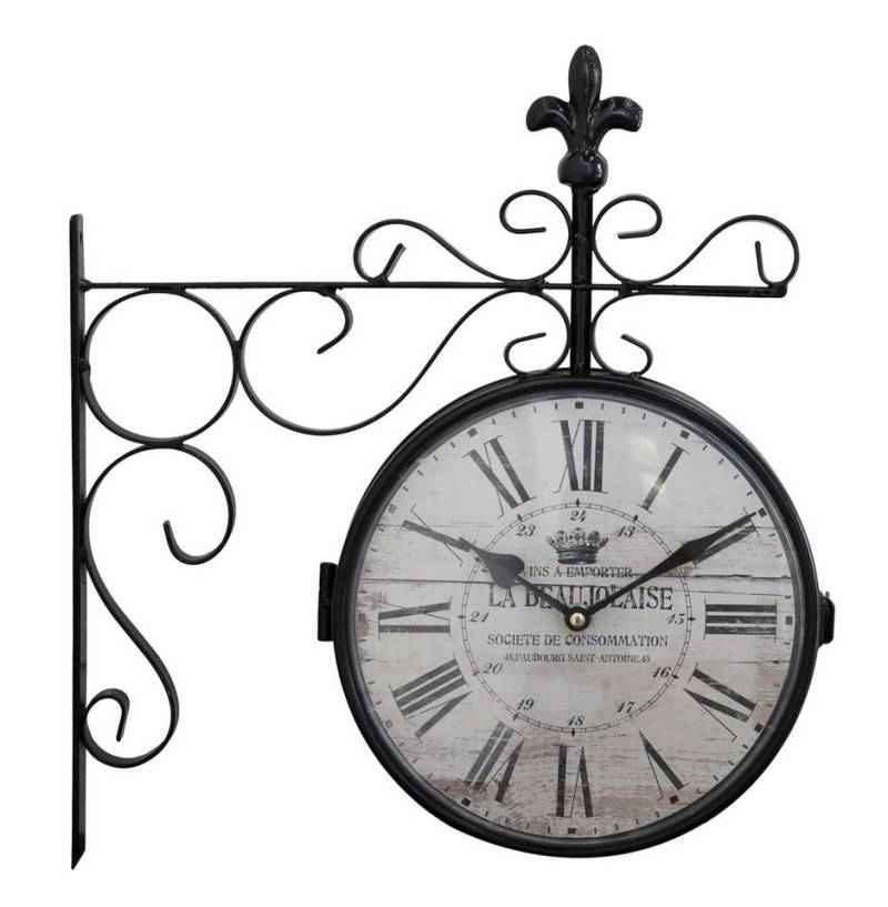 Chic Antique Wanduhr Doppelseitige Wanduhr Bahnhofsuhr Uhr Ø 23cm Retro Metall Chic von Chic Antique