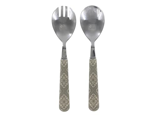 Salatbesteck 2-Teile französisch grau mit Muster aus Rostfreiem Stahl/Acryl Landhaus Shabby Chic Look Vintage Nostalgie von Chic Antique