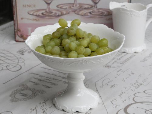 Schale mit Fuß Obstschale Teller aus Porzellan weiß 'Provence' von Chic Antique von Chic Antique
