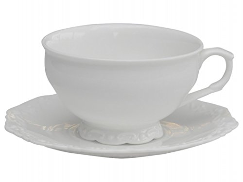 Teetasse Tasse mit Untertasse Porzellan weiß 'Provence' von Chic Antique von Chic Antique