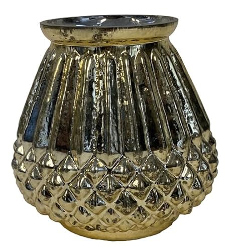 Wunderschönes Dekorglas Windlicht Bauernsilber SUTTO H10xØ10cm oder 12,5xØ12,5cm Glasvase Kerzenständer Vase Laterne (H 12,5 x Ø 12,5 cm) von Chic Antique