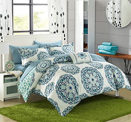 Chic Home Madrid 4-teiliges Wende-Bettwäsche-Set, superweiche Mikrofaser, Grün, Comforter-Full/Queen von Chic Home