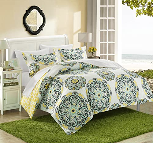 Chic Home Ibiza Bettwäsche-Set, 3-teilig, mit dekorativen Kissenbezügen, für Doppelbett/Queen-Size-Bett, Gelb von Chic Home