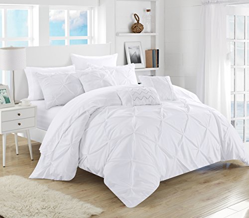Chic Home Bettwäsche-Set mit Quetsch- und Plisseefalten, komplettes Bettwäsche-Set und dekorative Kissen, Mikrofaser, Weiß, Queen-Size-Bett Chic Home Bettwäsche-Set mit Quetsch- und Plisseefalten, komplettes Bettwäsche-Set und dekorative Kissen, Mikrofaser, Weiß, Queen-Size-Bett von Chic Home