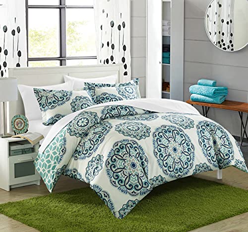 Chic Home Ibiza 3-teiliges Bettbezug-Set mit dekorativen Kissenbezügen, Bettdecke, Doppelbettgröße, Grün von Chic Home