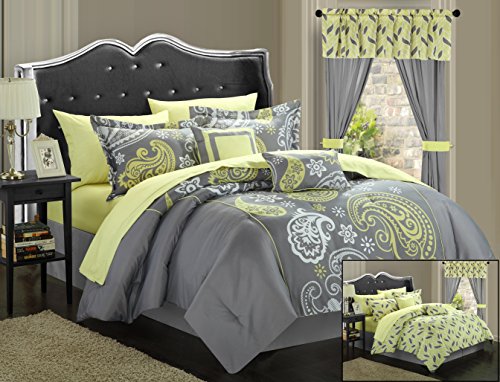 Chic Home Olivia 20 Piece Bettdecken-Set, Mikrofaser, grau, Queen von Chic Home
