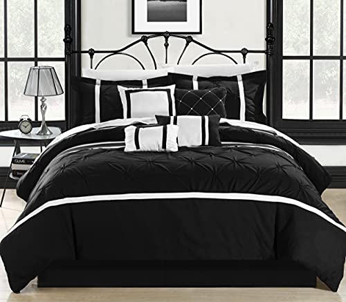 Chic Home Vermont/White 8-teiliges Bettdecken-Set für King-Size-Bett, Schwarz von Chic Home