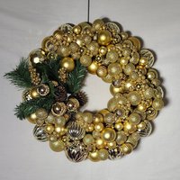Weihnachtskranz, Vintage Dekor, Ornamente, Gold, Grün, Türkranz, Retro Ferienhaus Handarbeit, Rustikal, Bauernhaus, Boho Chic von ChicALaChic