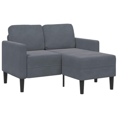 ChicAbode 2-Sitzer Sofa mit Chaiselongue L-Form Dunkelgrau 125cm Sofa für Schlafzimmer Polstersofa Loungesofa Sitzmöbel Polstermöbel Designsofa Wohnzimmersofa Samt von ChicAbode
