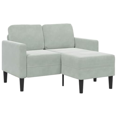 ChicAbode 2-Sitzer Sofa mit Chaiselongue L-Form Hellgrau 125cm Sofa für Schlafzimmer Polstersofa Loungesofa Sitzmöbel Polstermöbel Designsofa Wohnzimmersofa Samt von ChicAbode