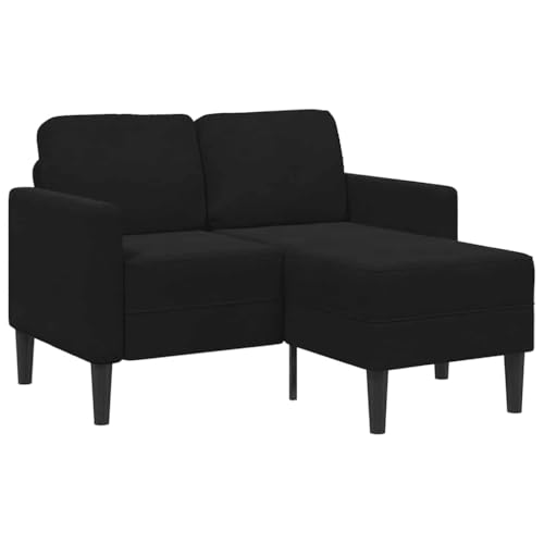 ChicAbode 2-Sitzer Sofa mit Chaiselongue L-Form Schwarz 125cm Sofa für Schlafzimmer Polstersofa Loungesofa Sitzmöbel Polstermöbel Designsofa Wohnzimmersofa Samt von ChicAbode