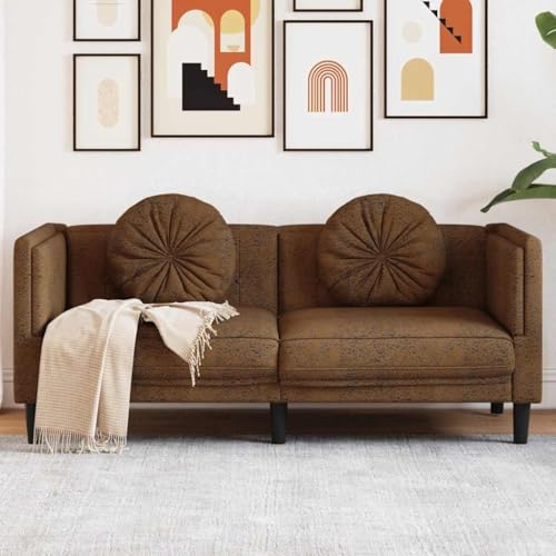 ChicAbode 2-Sitzer Sofa mit Kissen Braun Kunstleder Wildleder-Optik von ChicAbode